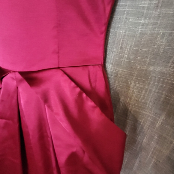 Le Chateau Pink Satin Strapless Mini Dress Size W xxs youth L Open-Back Pockets - Picture 6 of 10